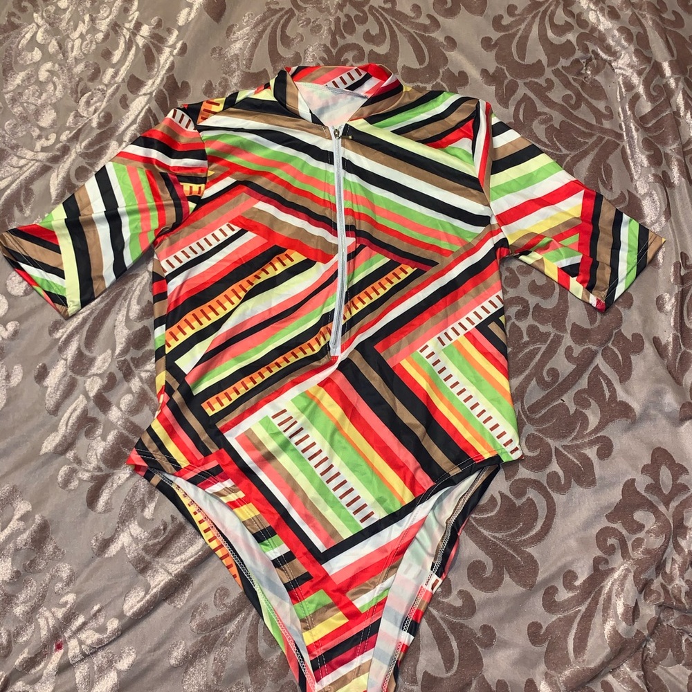 Colorful line One piece bathing suit